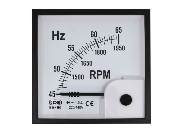 KDSI指针式频率表 转速表BE-96 45-65HZ+RPM 220-440V 嵌入式安装电表
